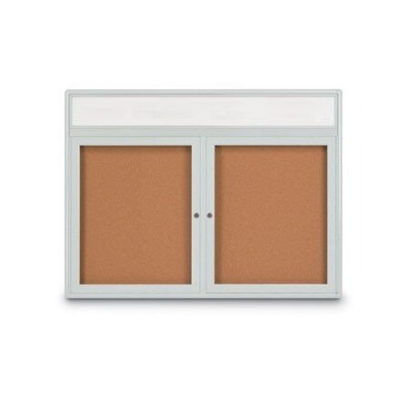 United Visual Products Double Door Radius Corkboard, 42"x32", Hea, UV70125RC-BLACKRC-BLACK UV70125RC-BLACKRC-BLACK